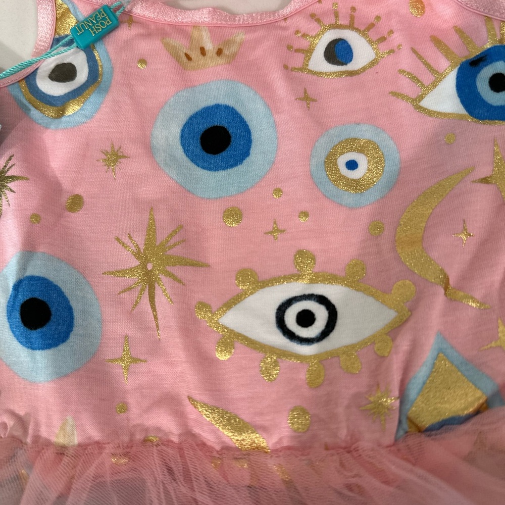 Posh Peanut Pink Evil Eye Print Tutu Onesie - Picture 5 of 7